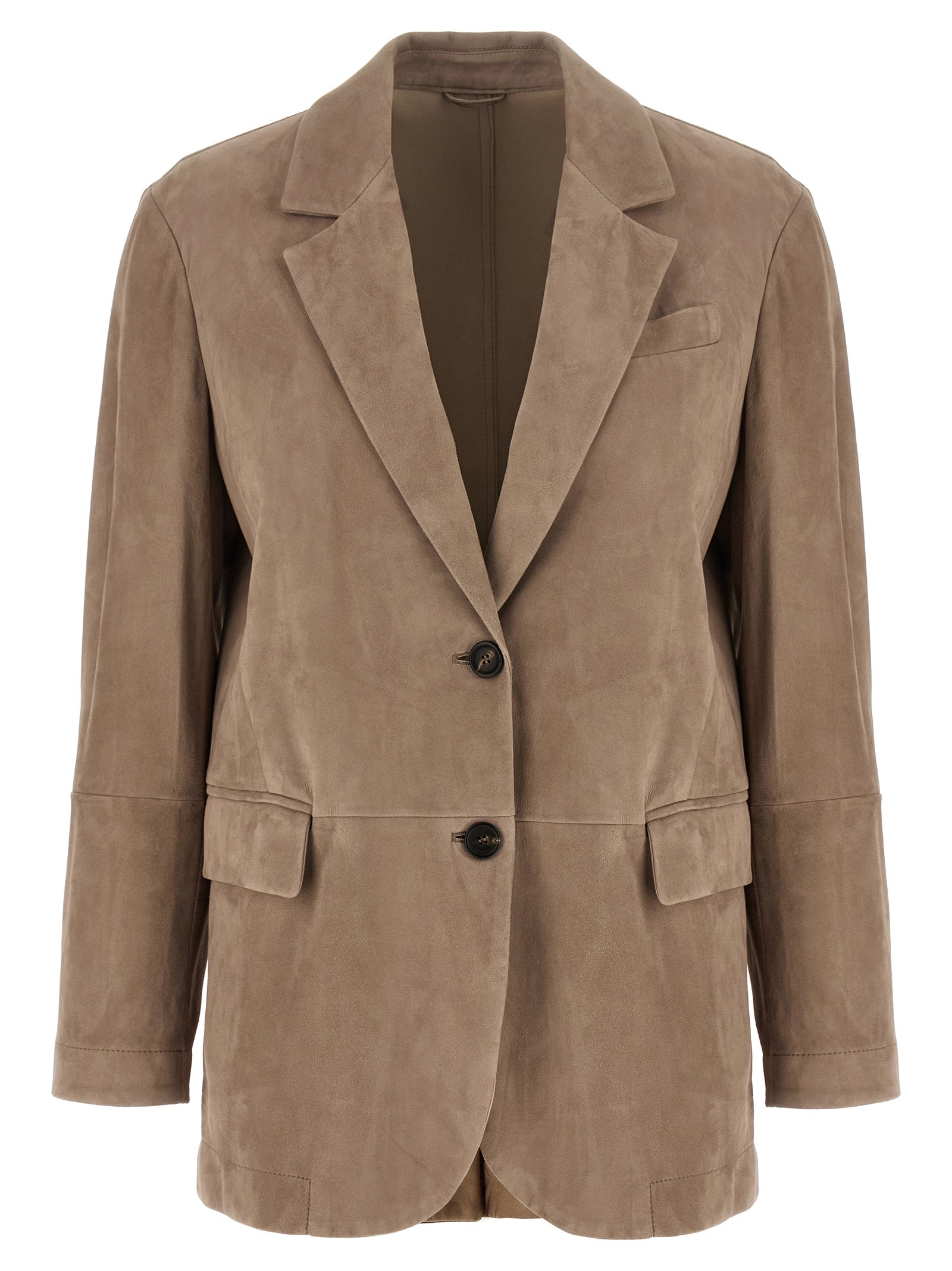 Suede Blazer Beige Lamb Leather (ovis Aries) Blazer, Suits