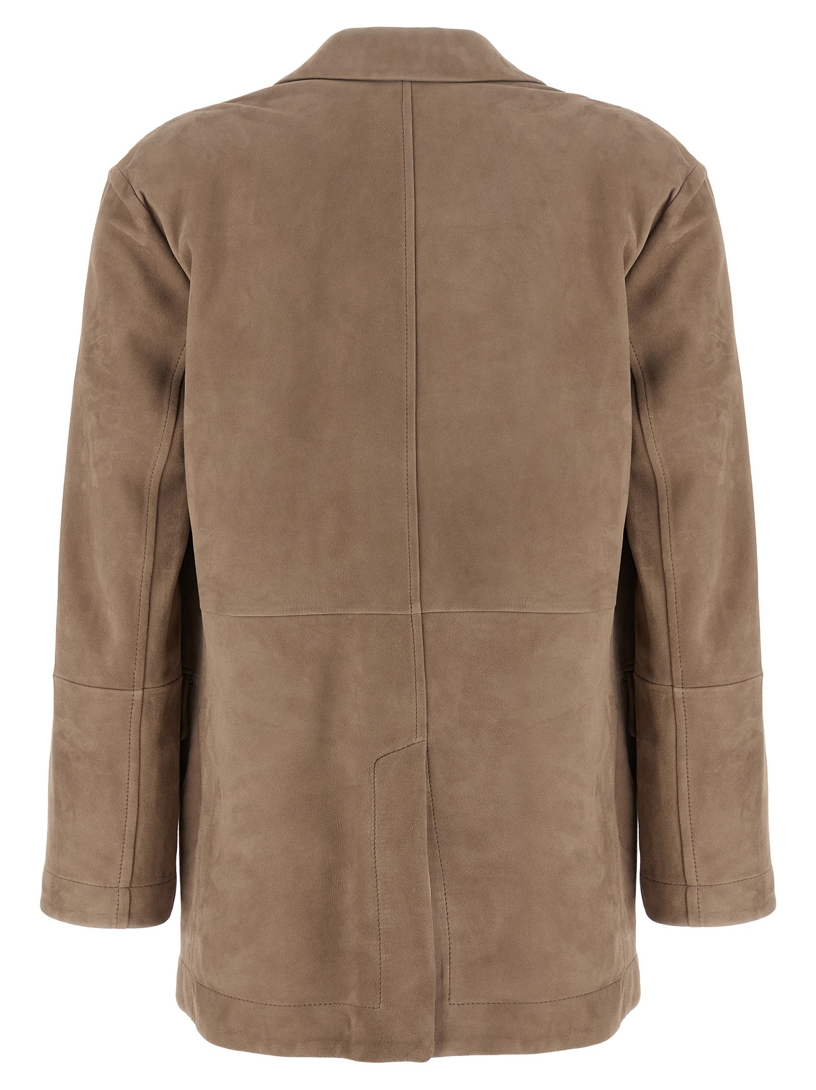Suede Blazer Beige Lamb Leather (ovis Aries) Blazer, Suits