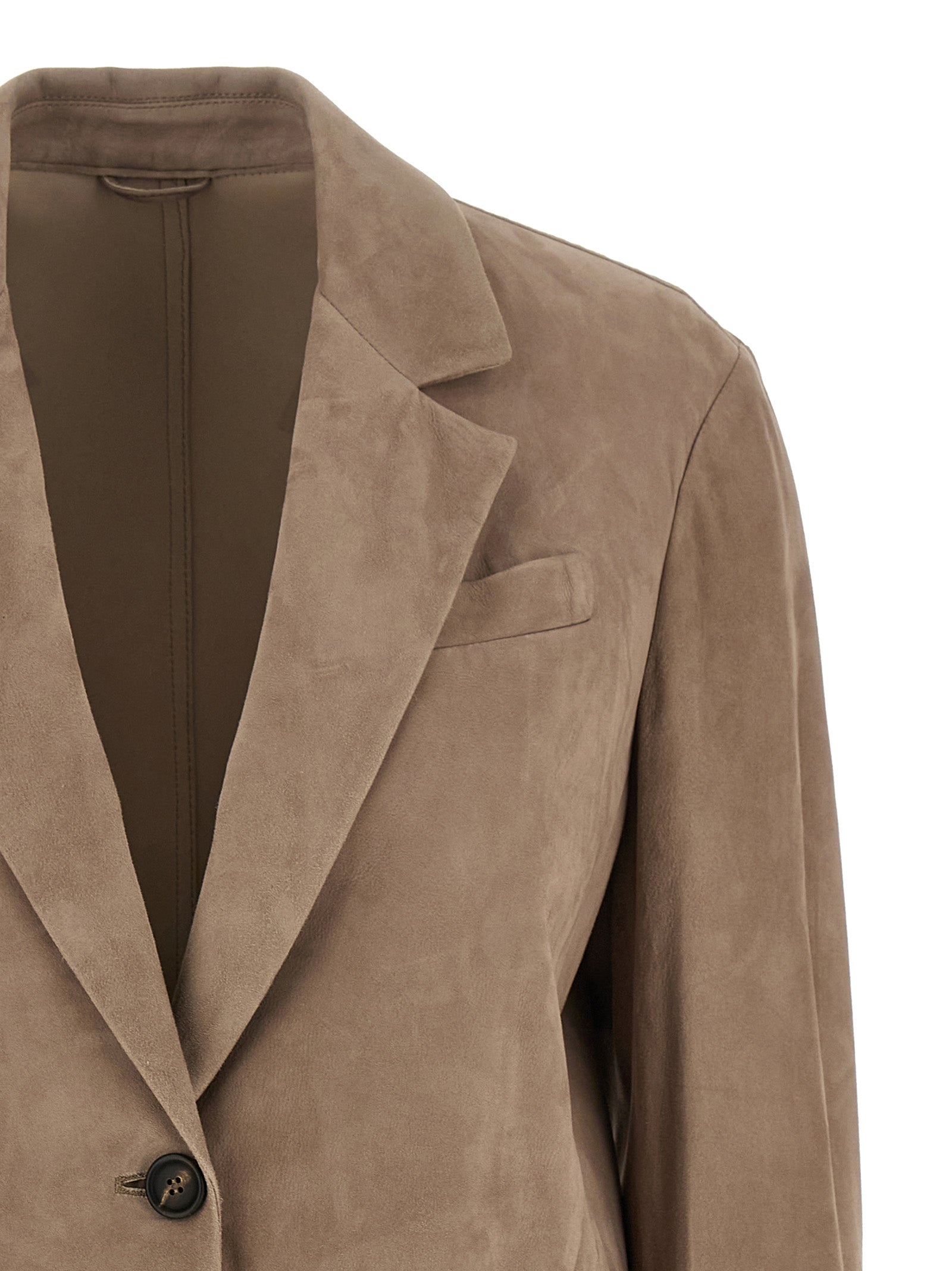 Suede Blazer Beige Lamb Leather (ovis Aries) Blazer, Suits