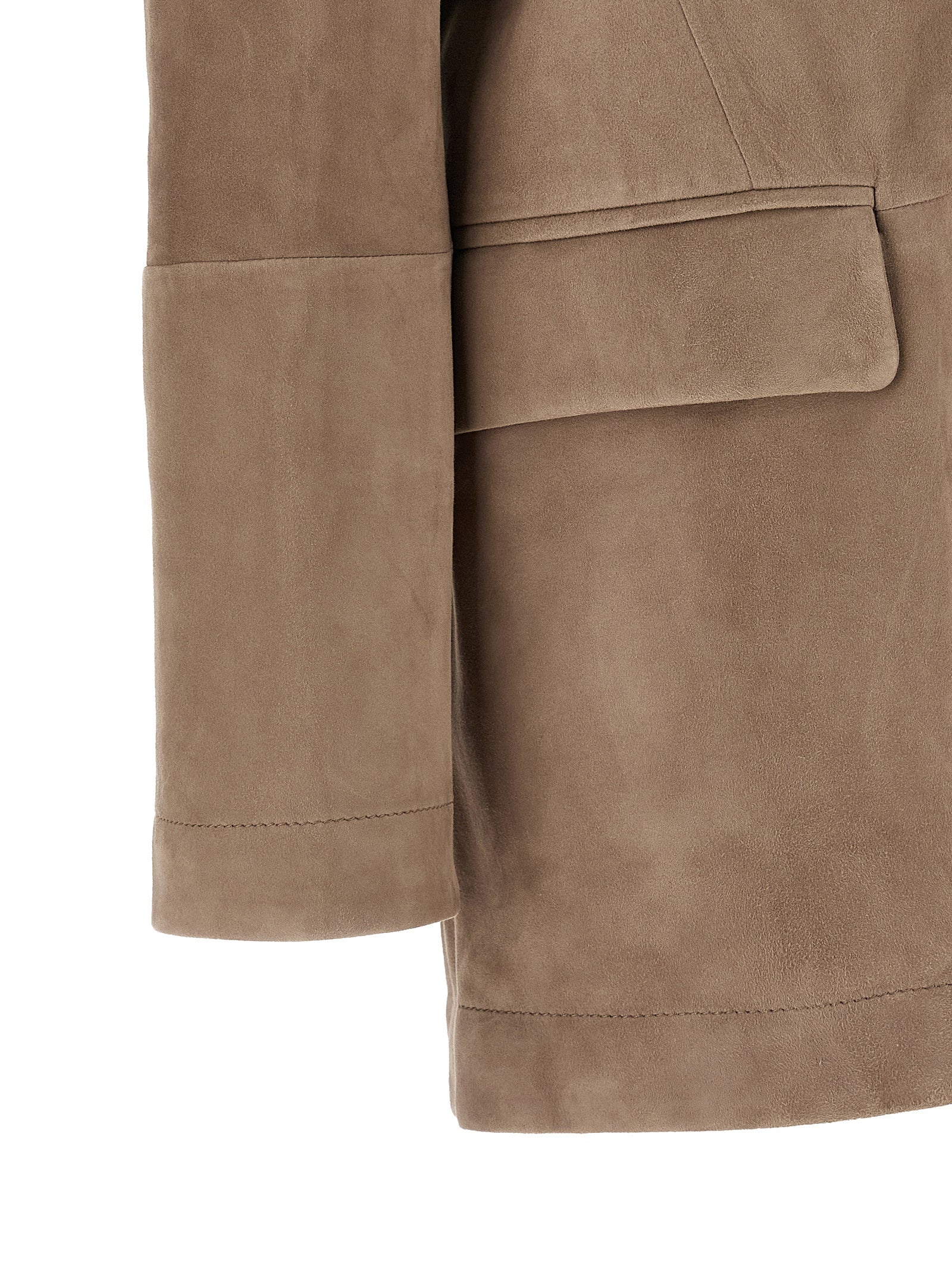 Suede Blazer Beige Lamb Leather (ovis Aries) Blazer, Suits