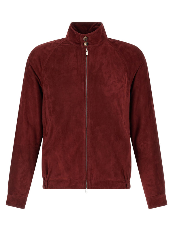Brunello Cucinelli Suede Jacket — Burgundy