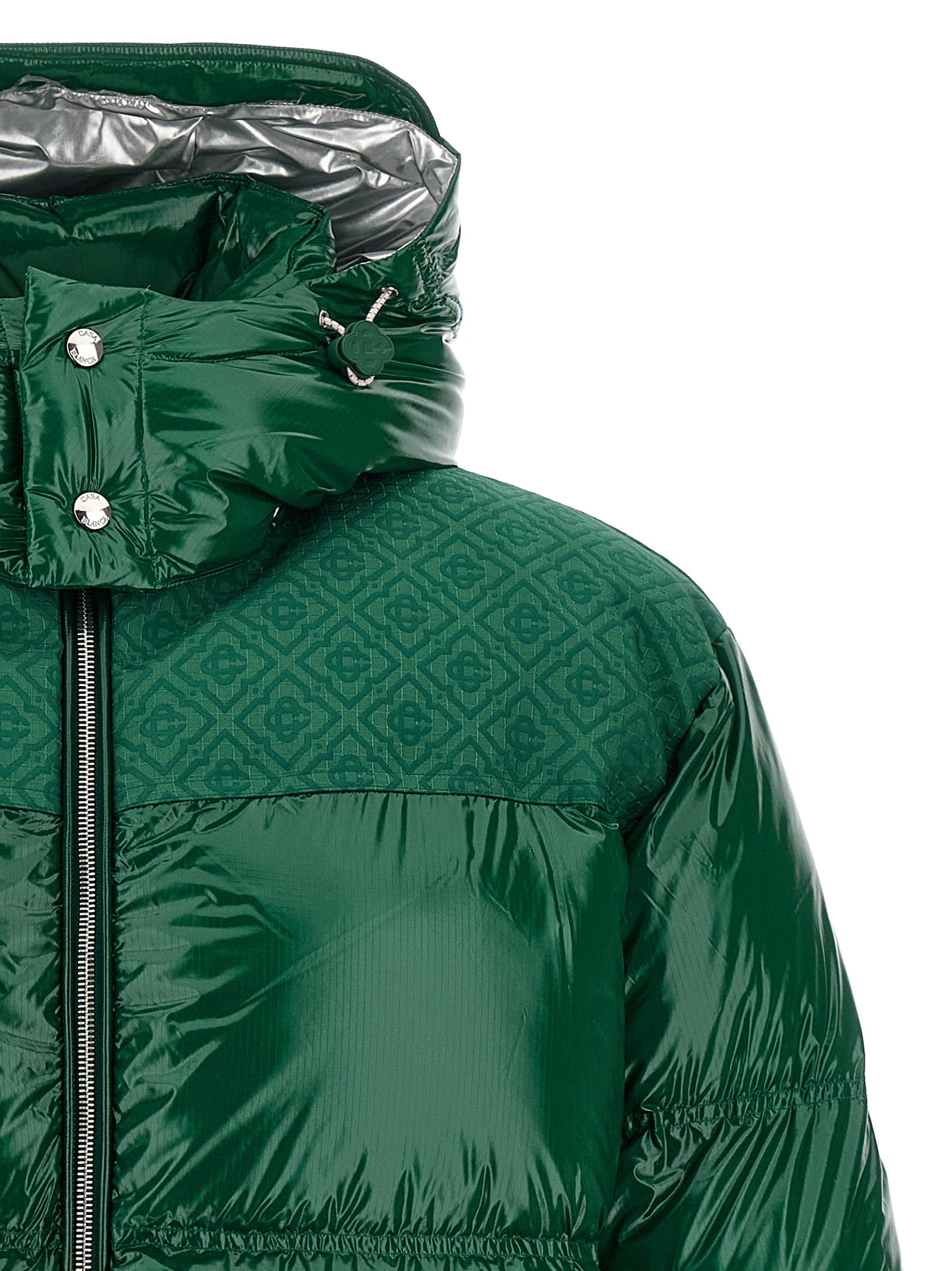 Nylon Puffer down jacket Green Polyamide Jacket, Parka, Casual