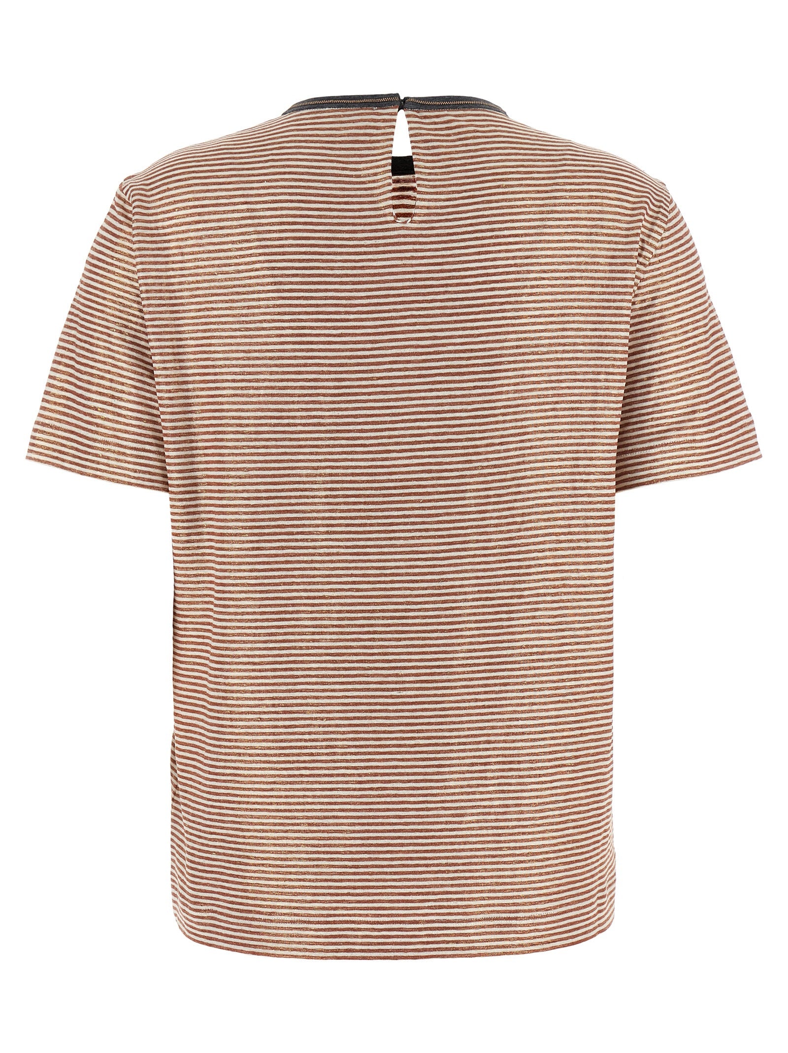 Shiny Collar Detail T-Shirt Linen