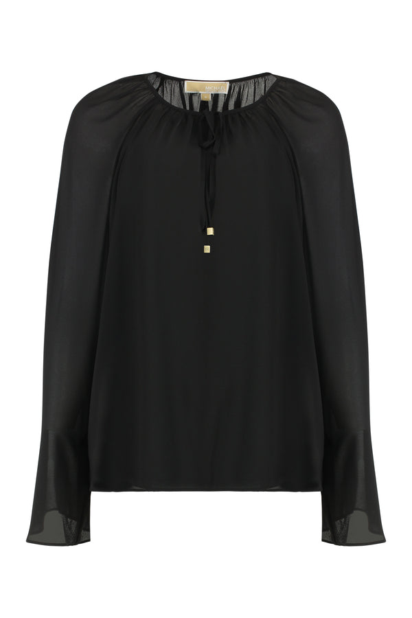 Blouse Crêpe Black Polyester Blouses