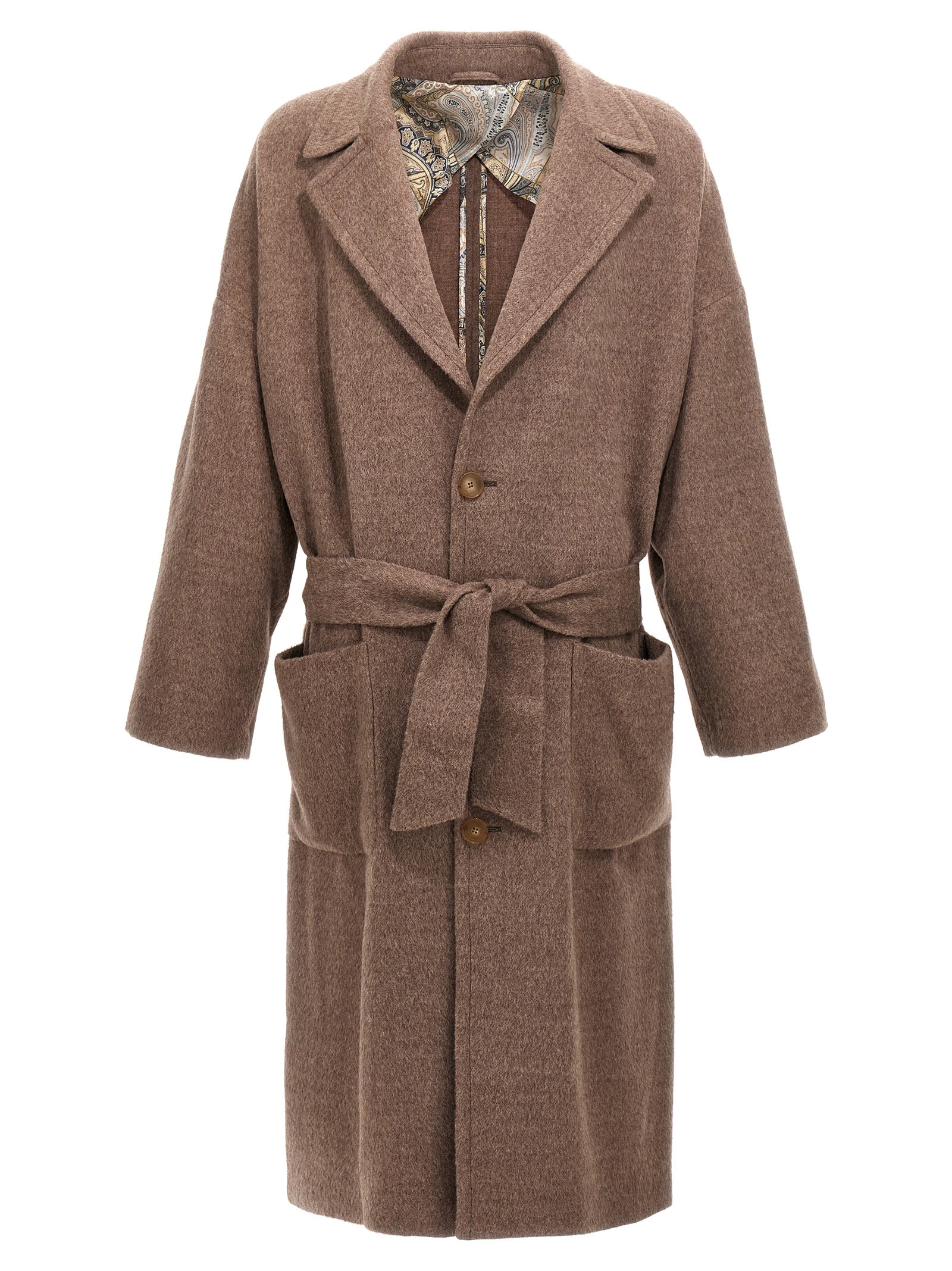 Single-breasted wool coat Beige Coats, Trench