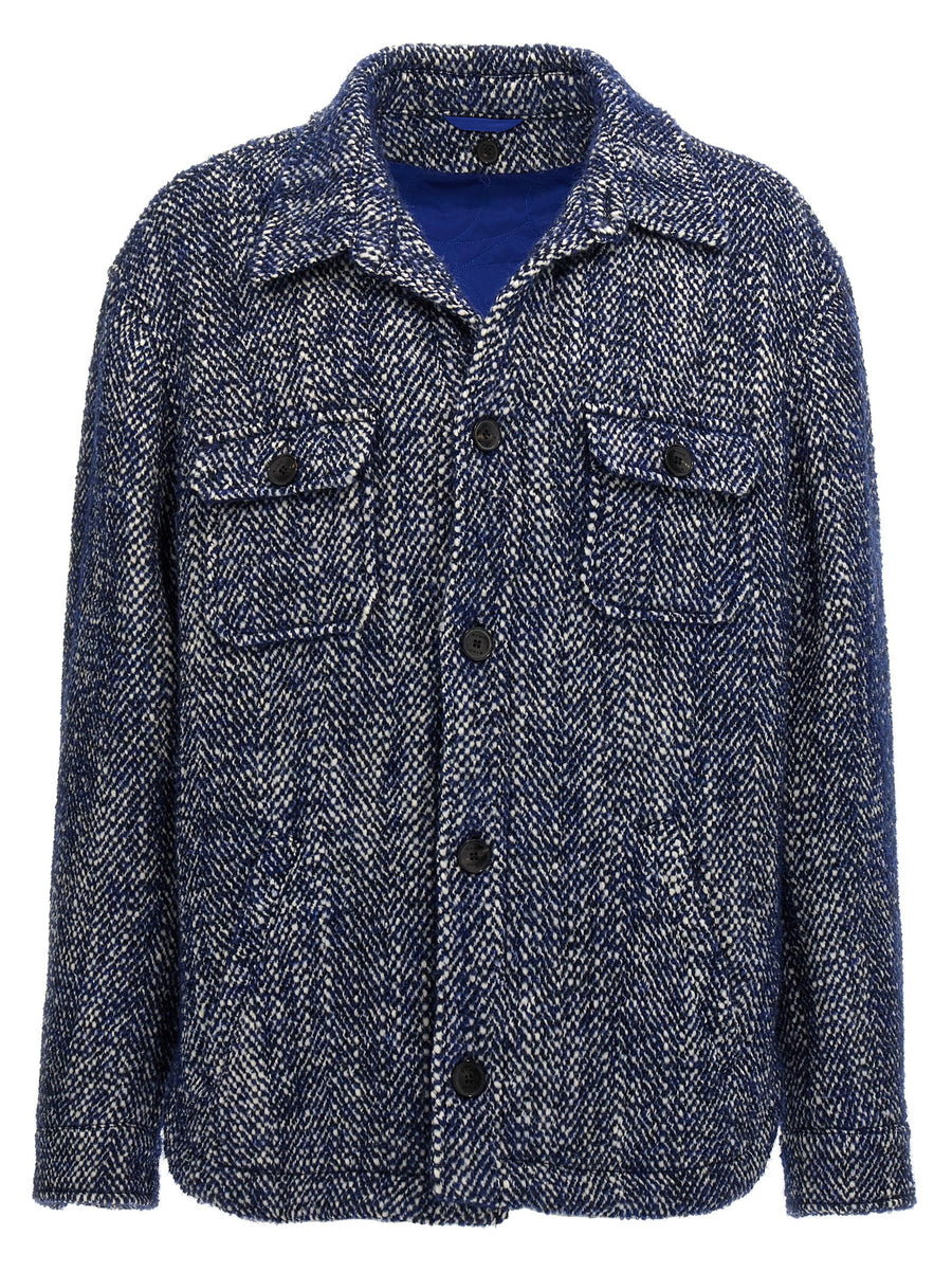 Etro Chevron Wool Blend Jacket — Navy