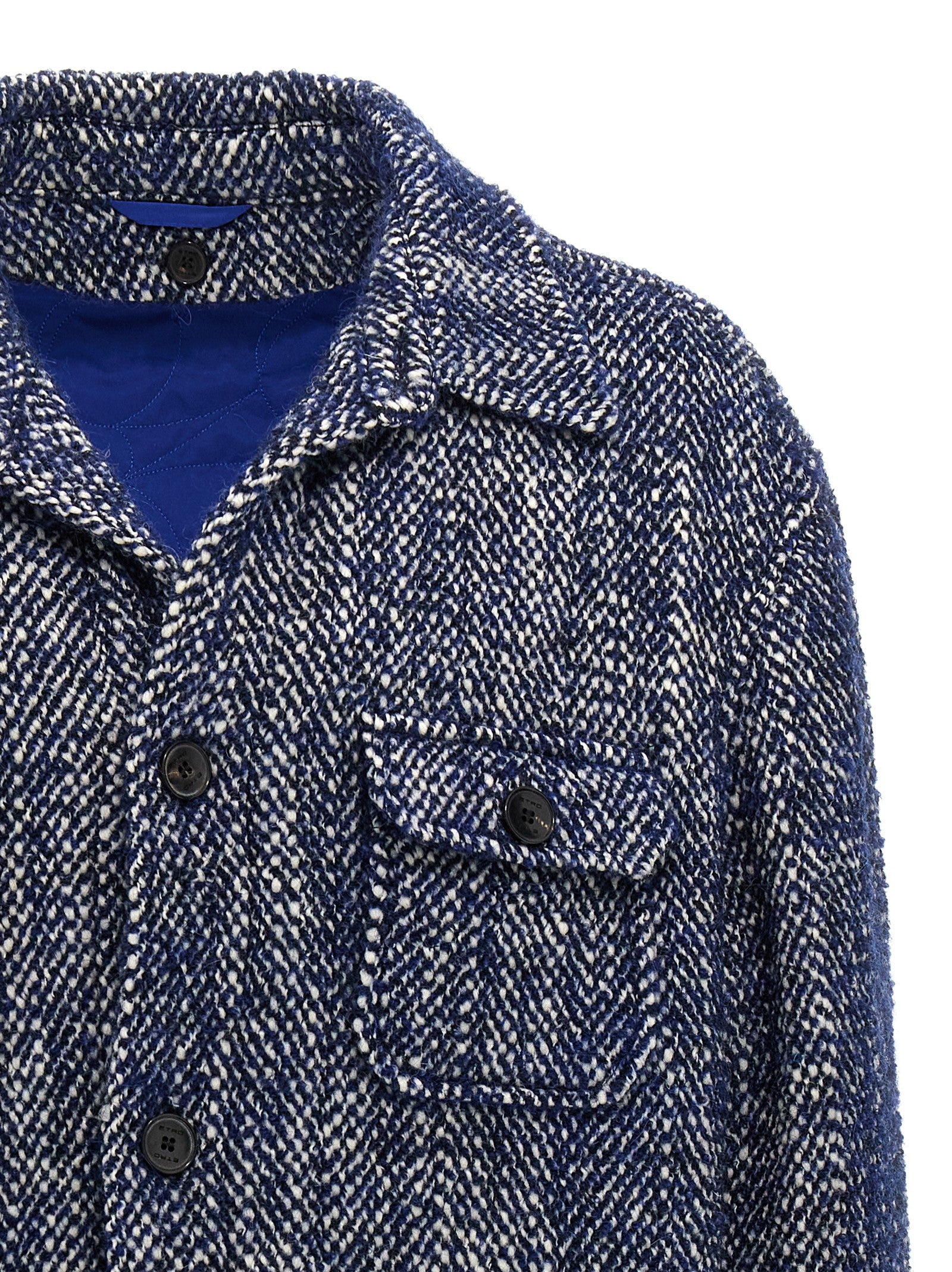 Chevron wool jacket Blue Down Jacket, Parka, Casual