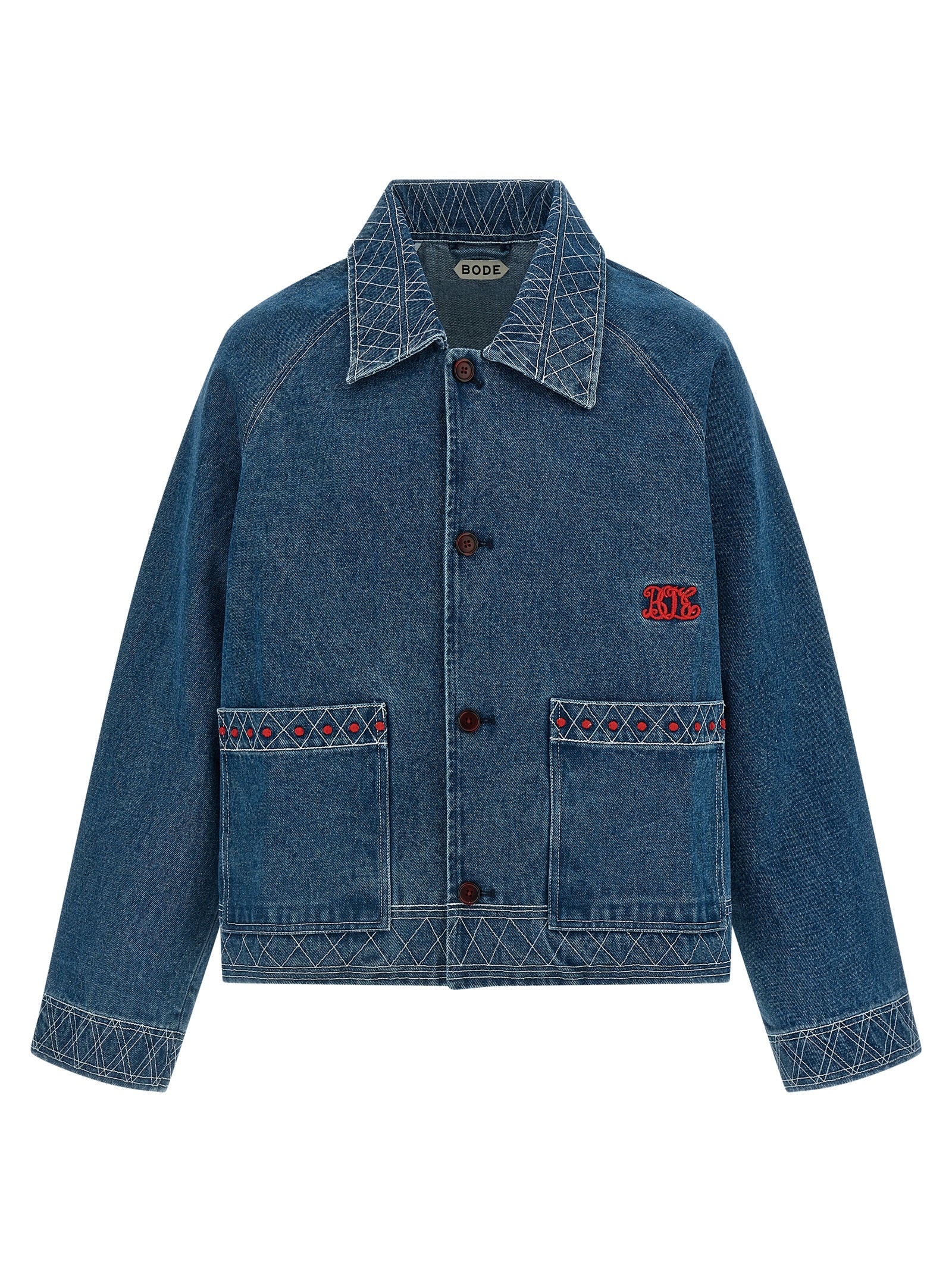 Embroidery denim jacket Blue Cotton Down Jacket, Parka, Casual