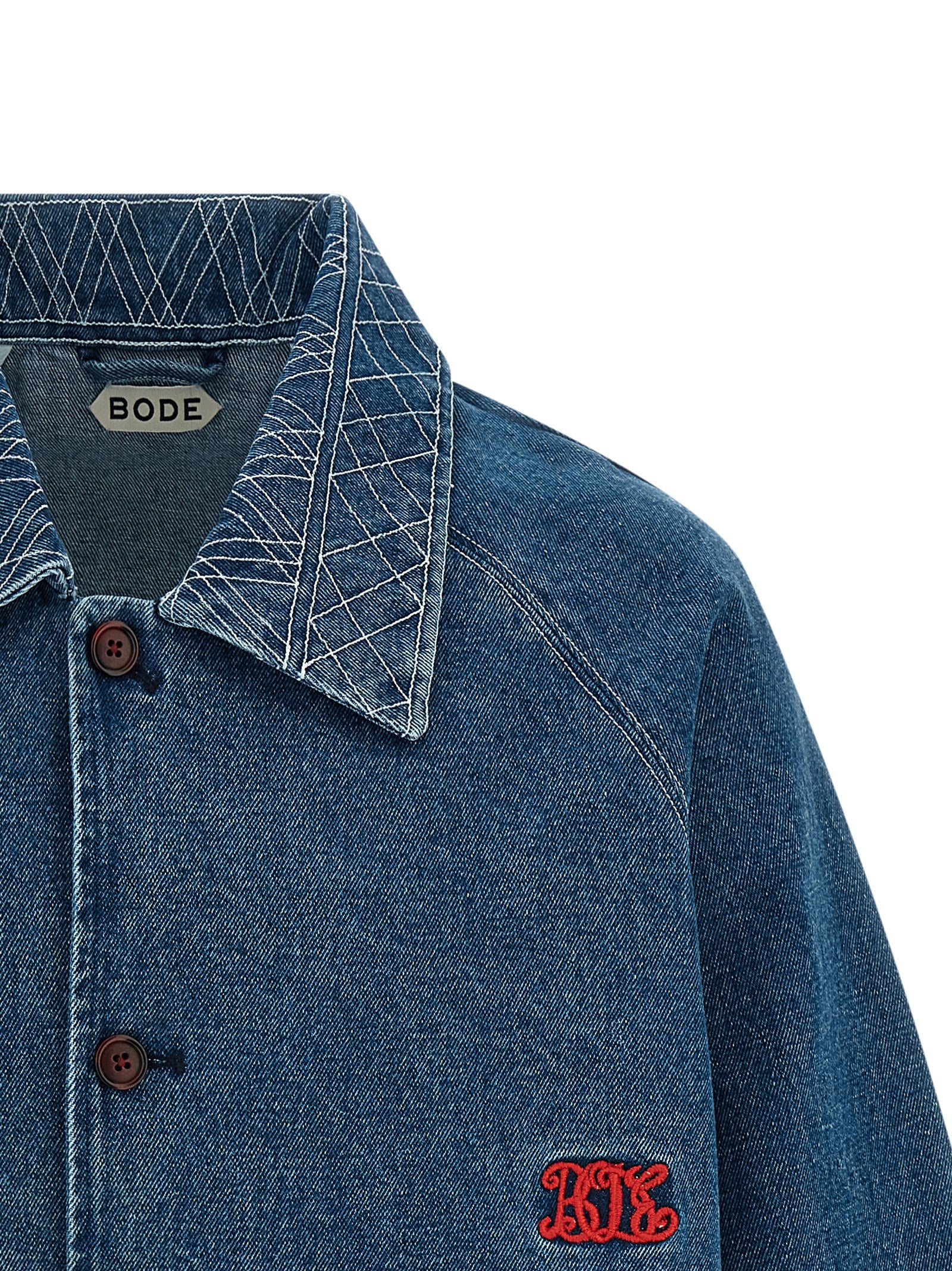 Embroidery denim jacket Blue Cotton Down Jacket, Parka, Casual
