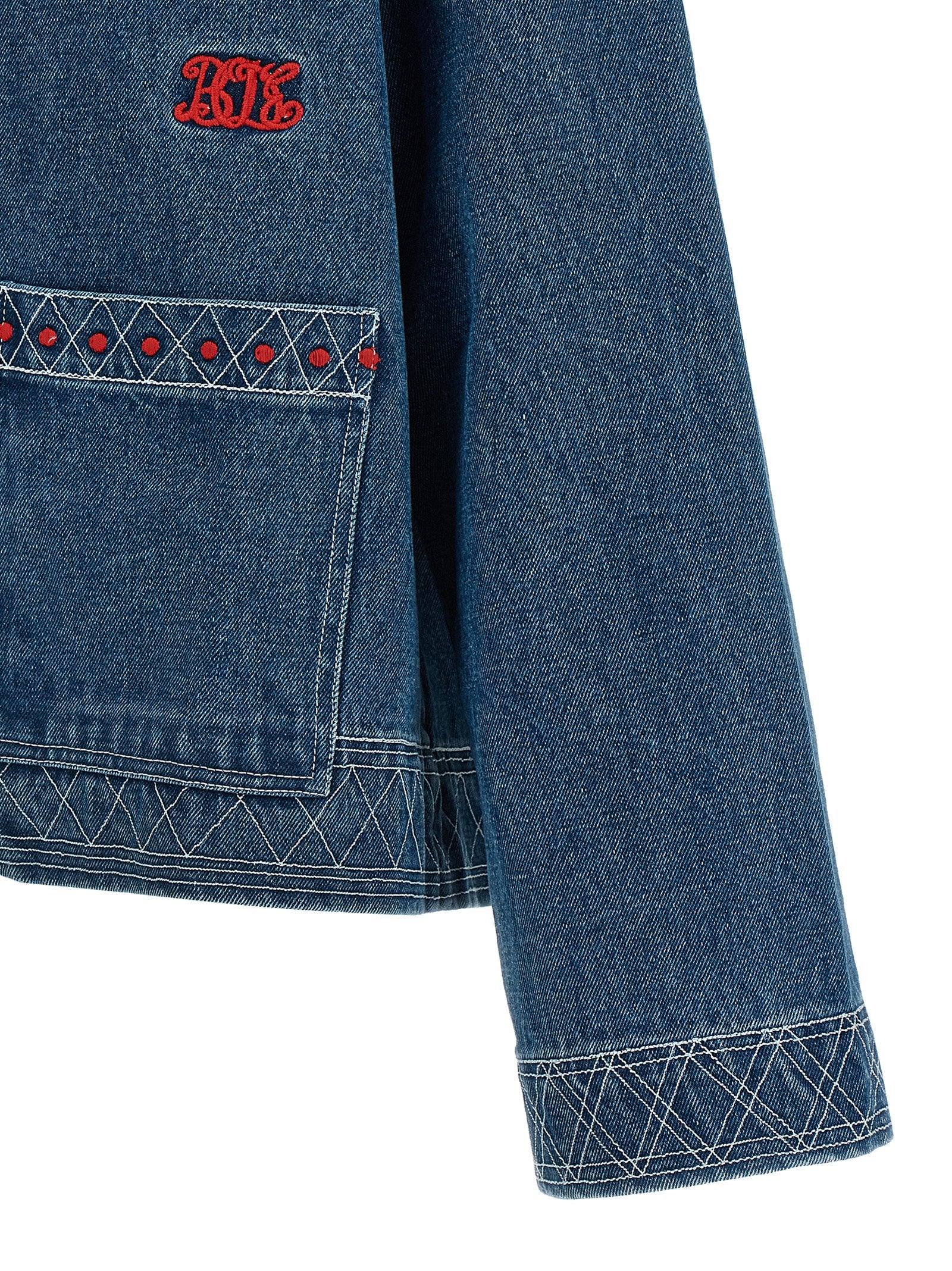 Embroidery denim jacket Blue Cotton Down Jacket, Parka, Casual