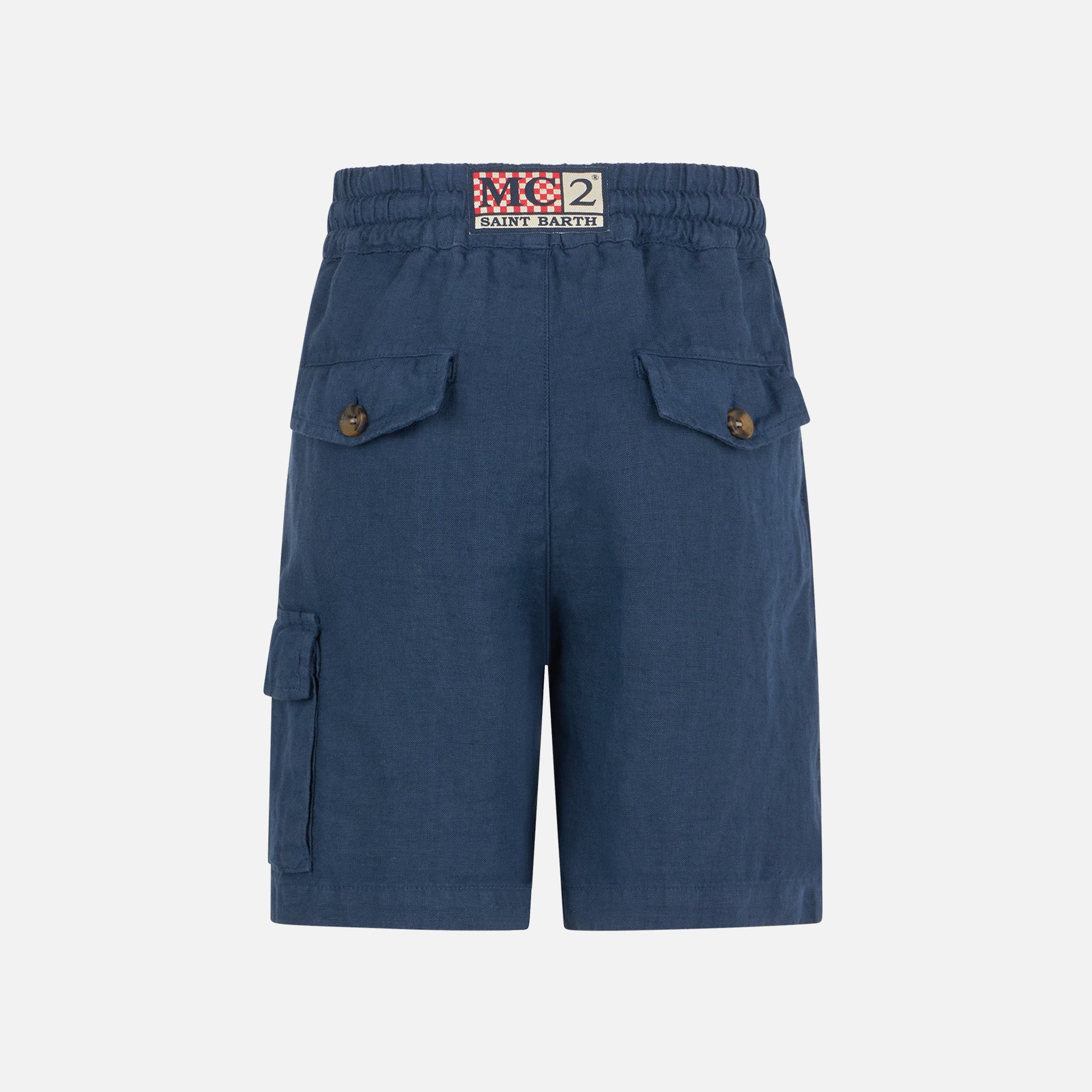 Boy Blue Navy Linen Bermuda Shorts Pant