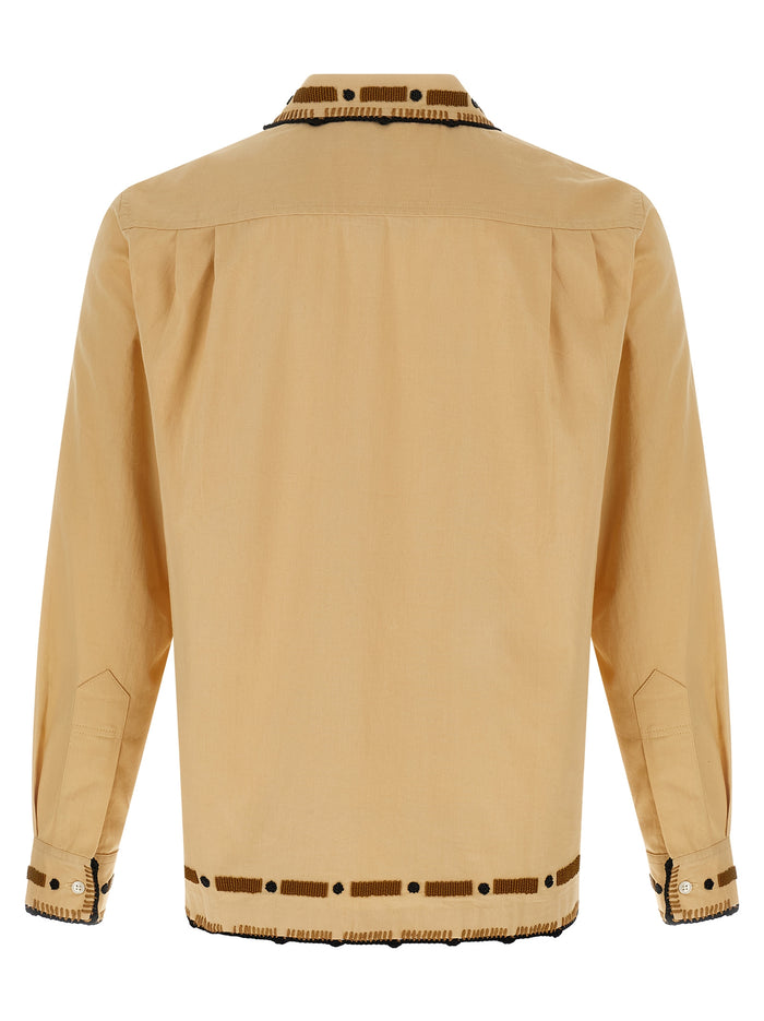 Beaded Ryegrass shirt Beige Cotton Shirt, Blouse