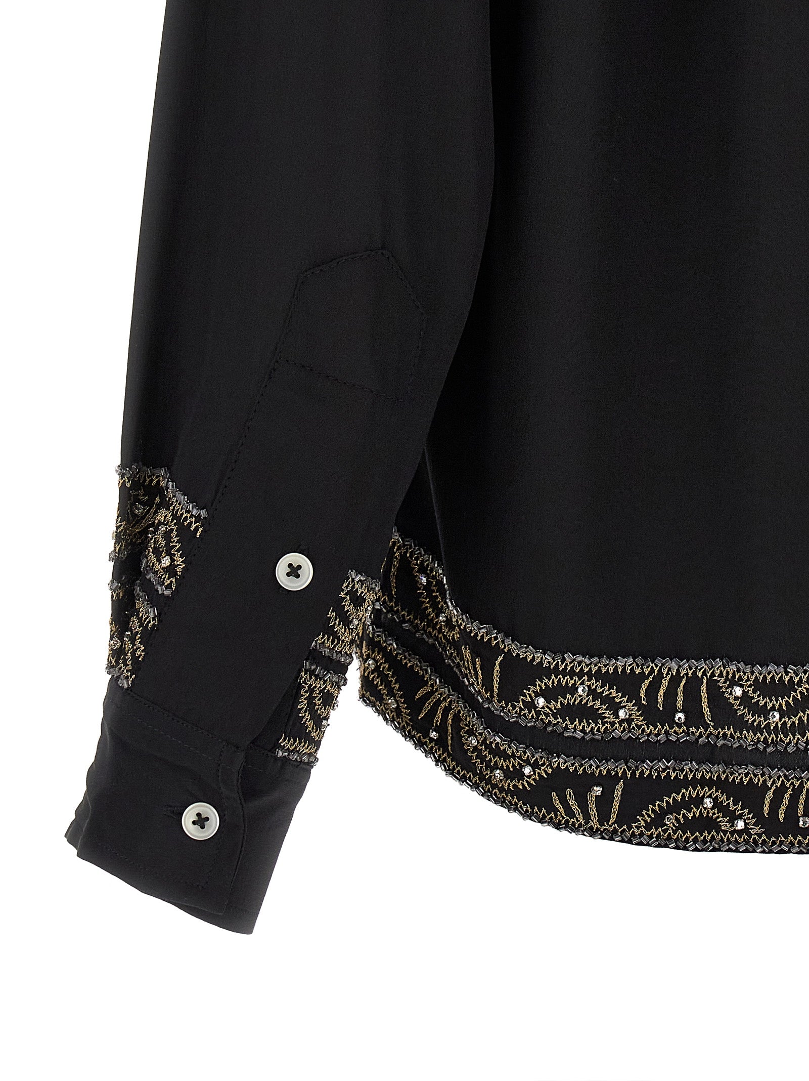 Beaded Epoque shirt Black Silk Shirt, Blouse