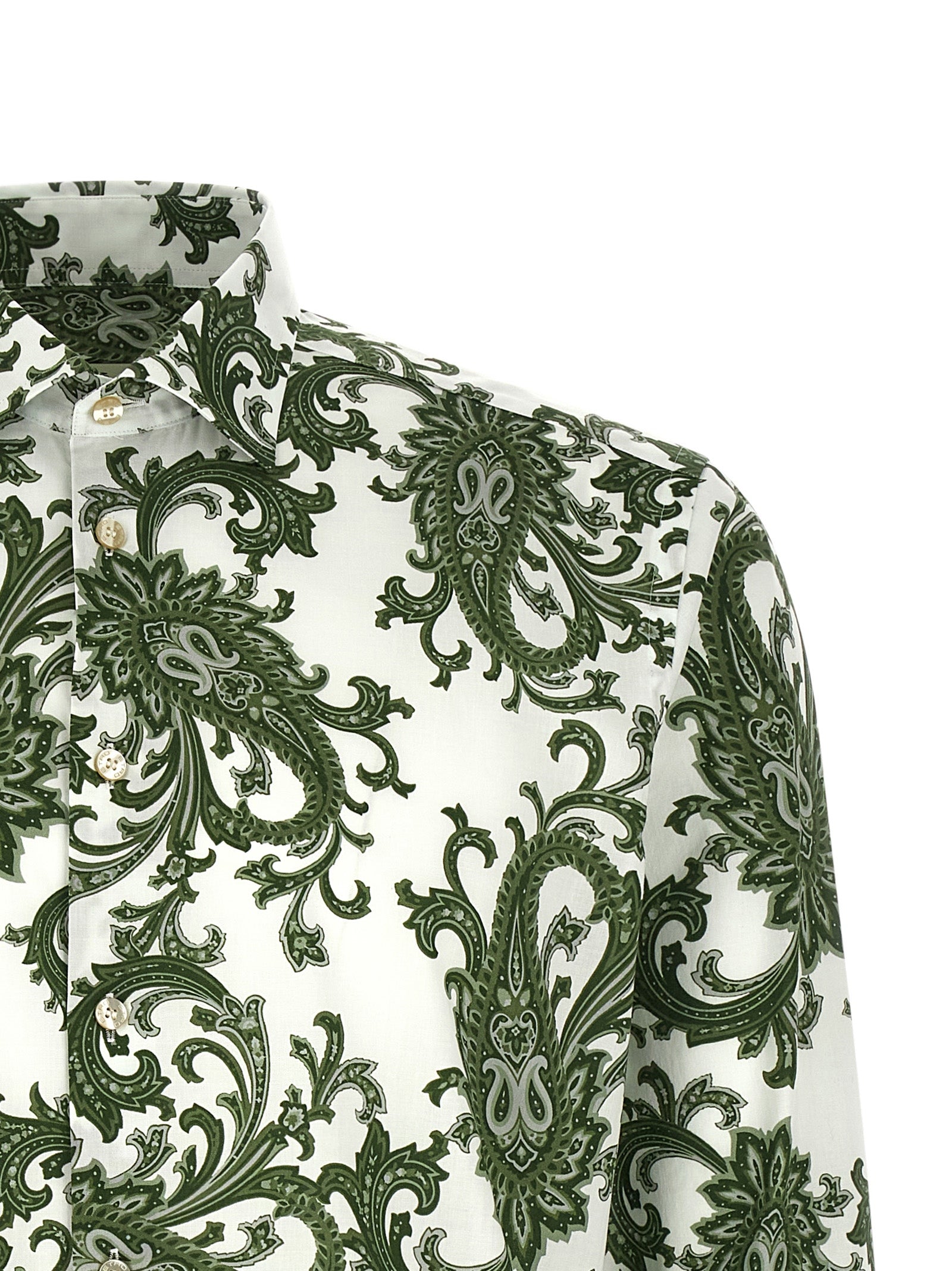 Paisley Ramage Shirt Green Cotton Shirt, Blouse