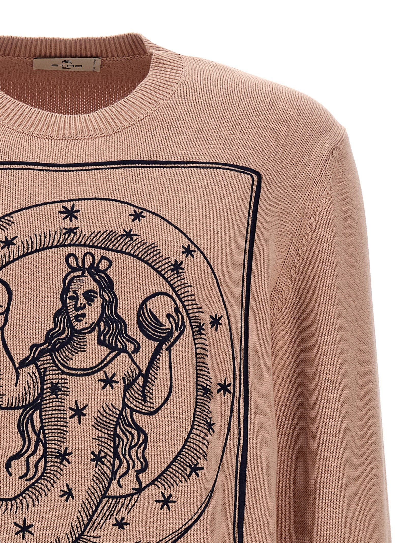 Logo embroidery sweater Pink Cotton Sweater, Cardigans