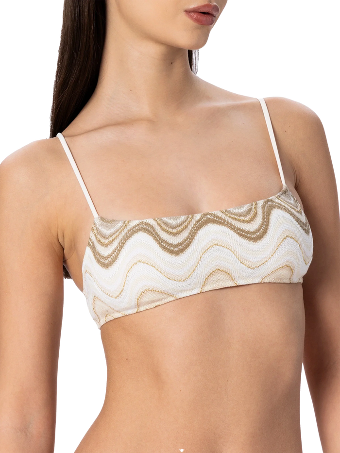 Sadie Raschel Bralette Bikini Top Beige