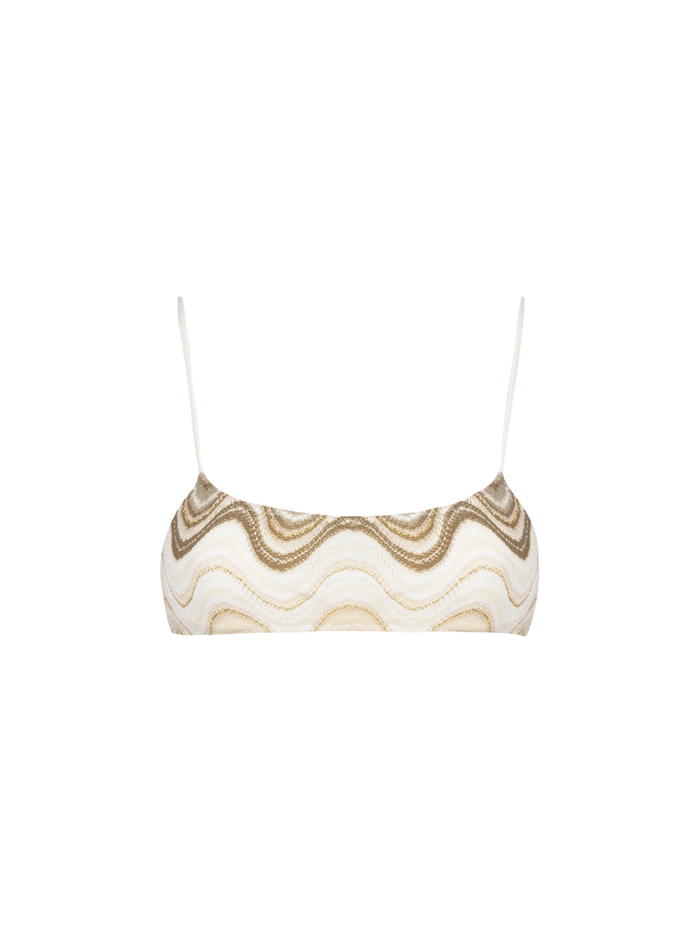 Sadie Raschel Bralette Bikini Top Beige