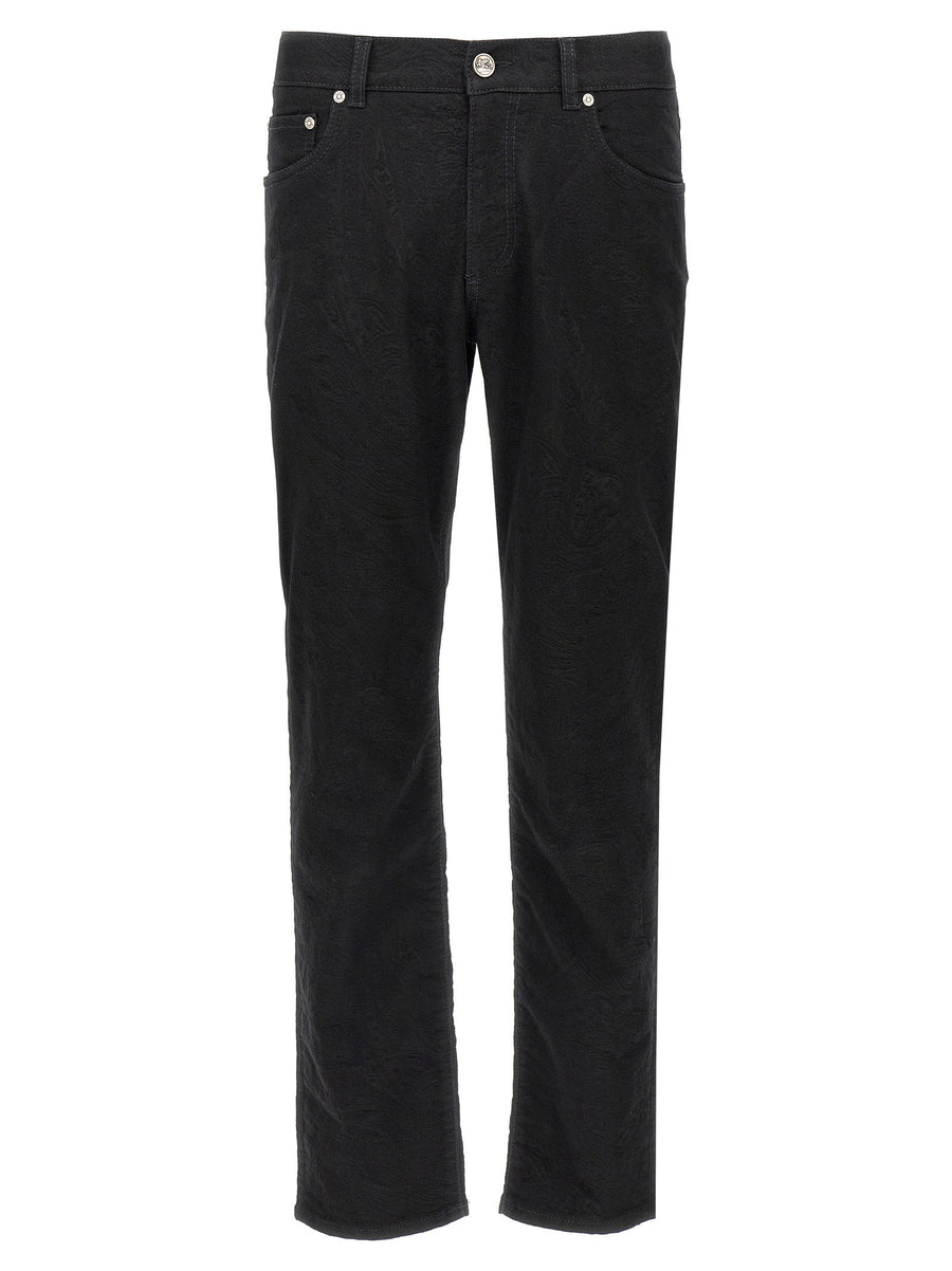 Etro Tone-on-Tone Jacquard Jeans — Black
