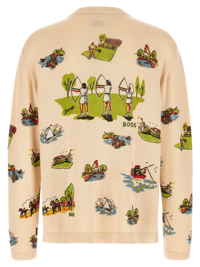 Beaded Camp Cardigan Merino Wool Sweater, Cardigans