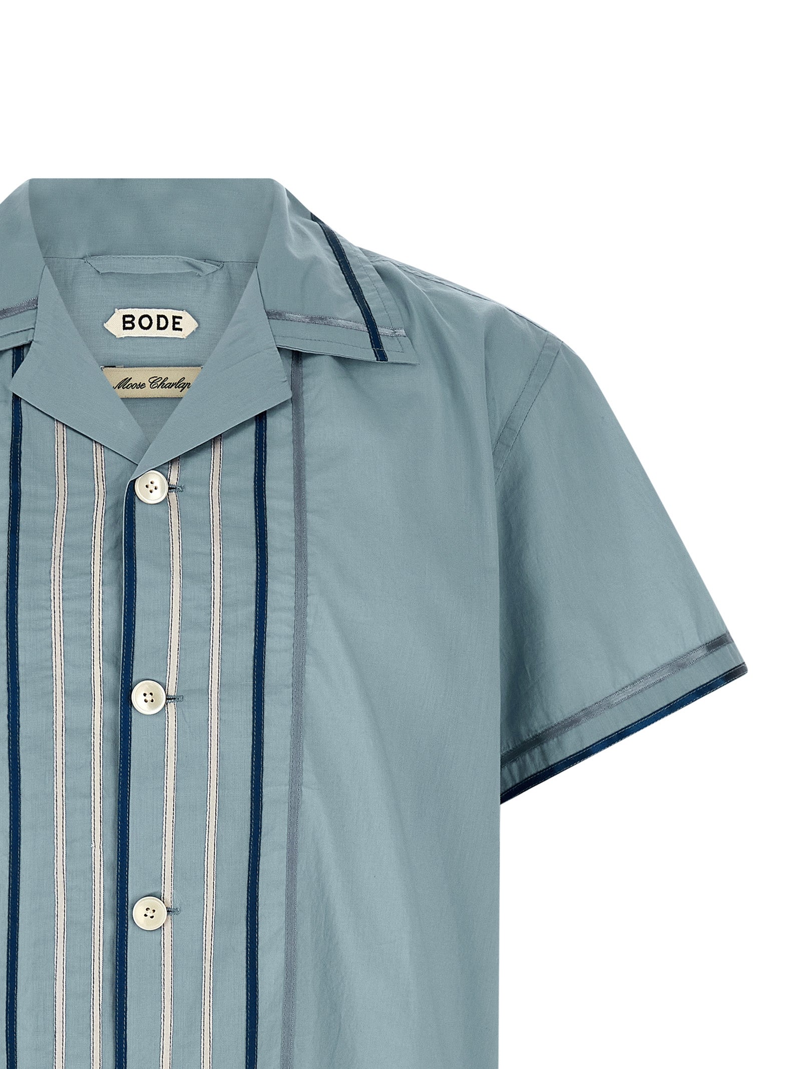 Ribbon Plaid shirt Light Blue Cotton Shirt, Blouse