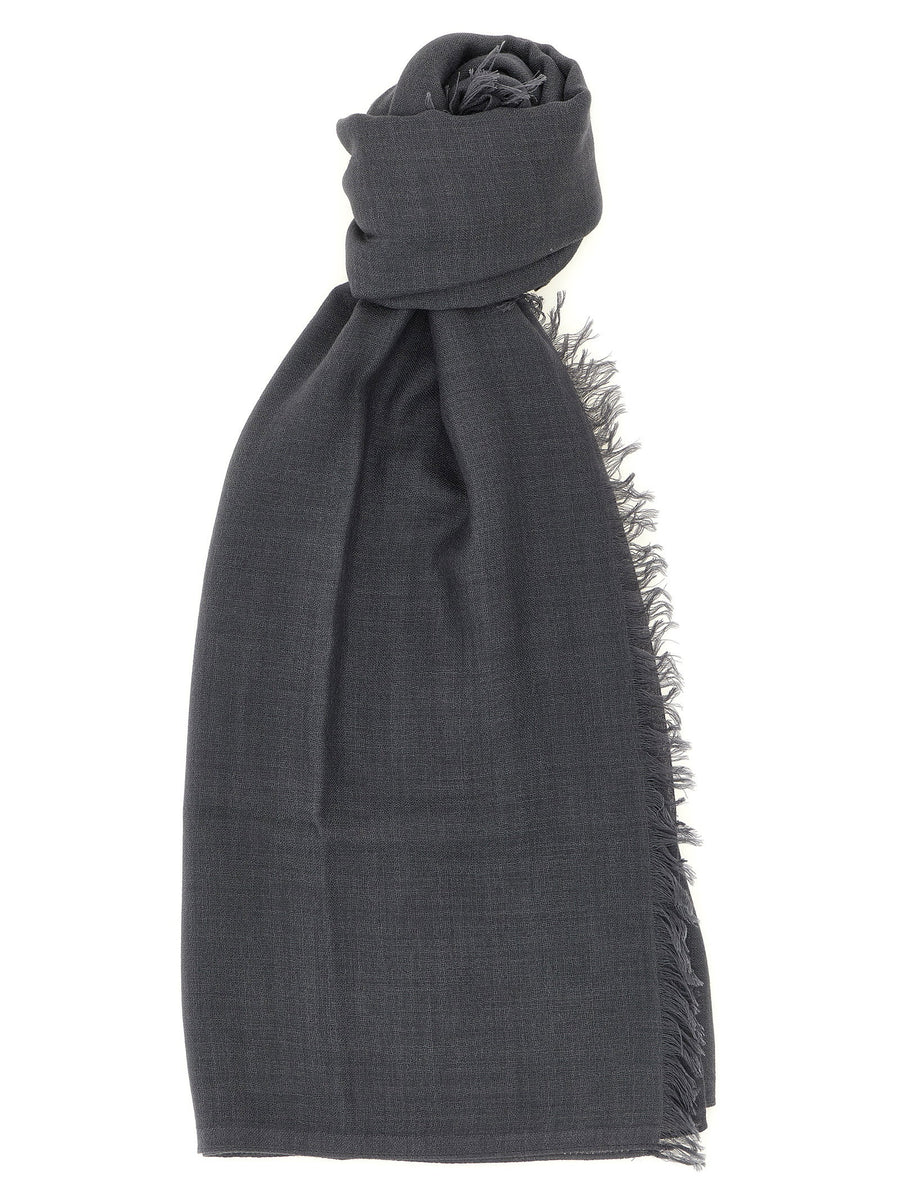 Brunello Cucinelli Cashmere Silk Blend Scarf — Grey