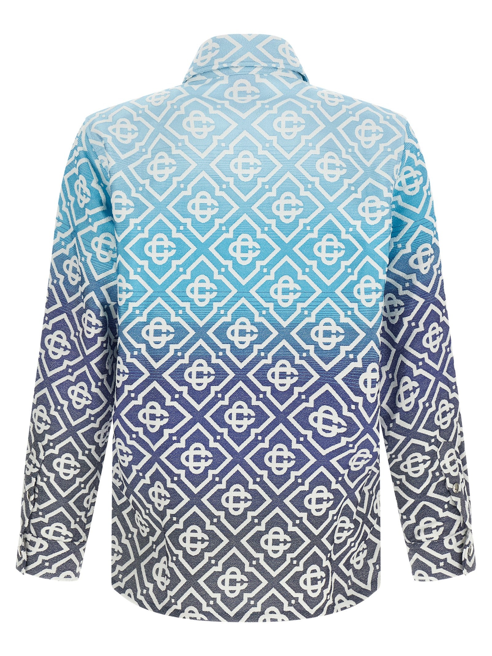Shacket Monogram Gradient Jacquard Blue Down Jacket, Parka, Casual Jackets