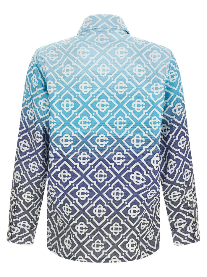 Shacket Monogram Gradient Jacquard Blue Down Jacket, Parka, Casual Jackets