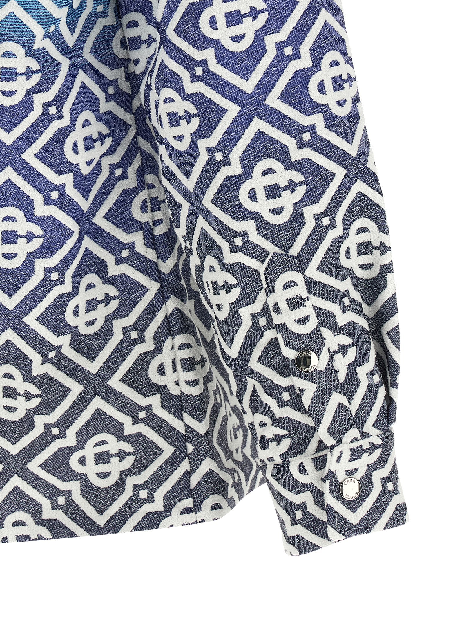 Shacket Monogram Gradient Jacquard Blue Down Jacket, Parka, Casual Jackets