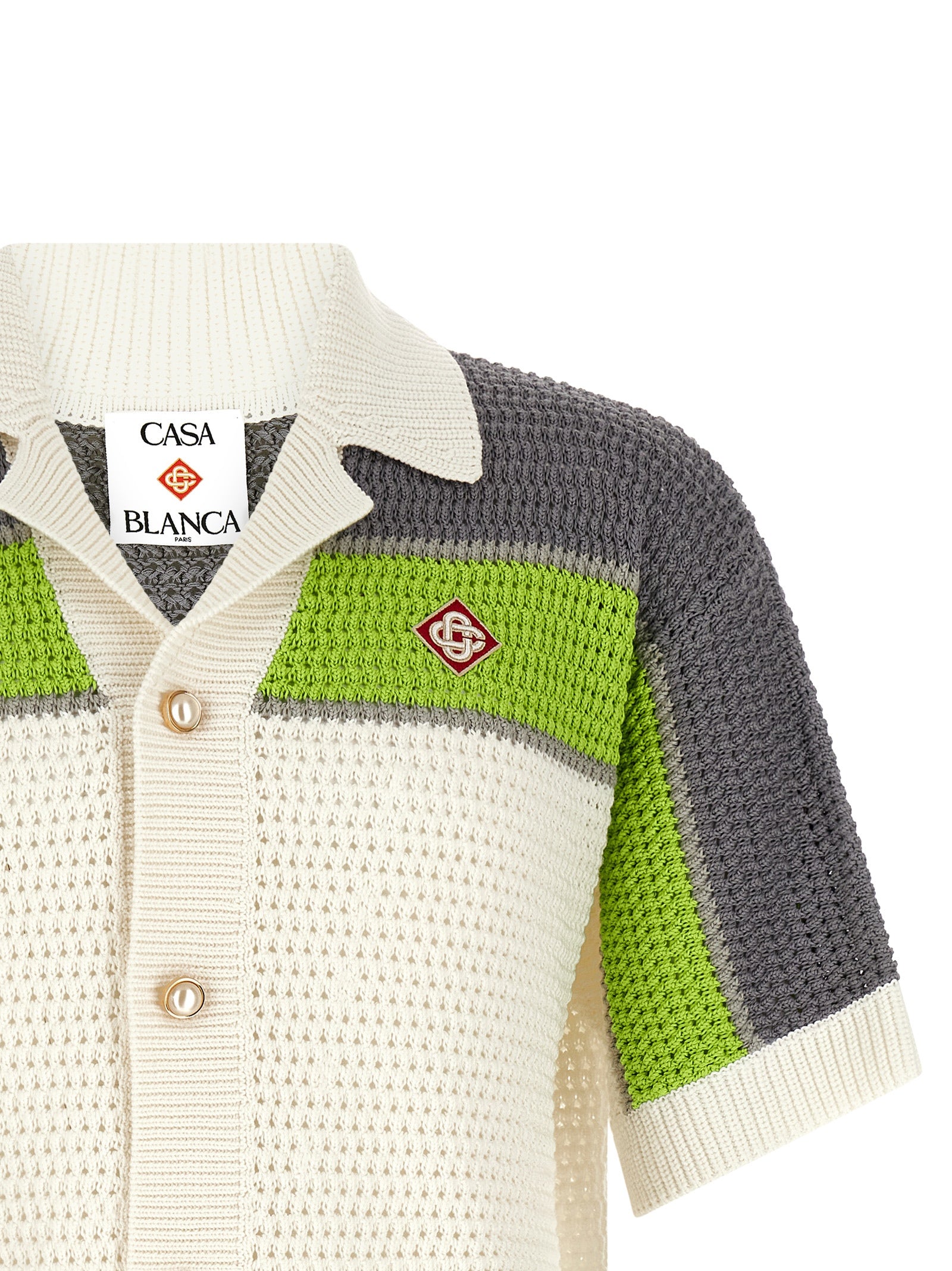 Stripe Crochet shirt Multicolor Cotton Shirt, Blouse