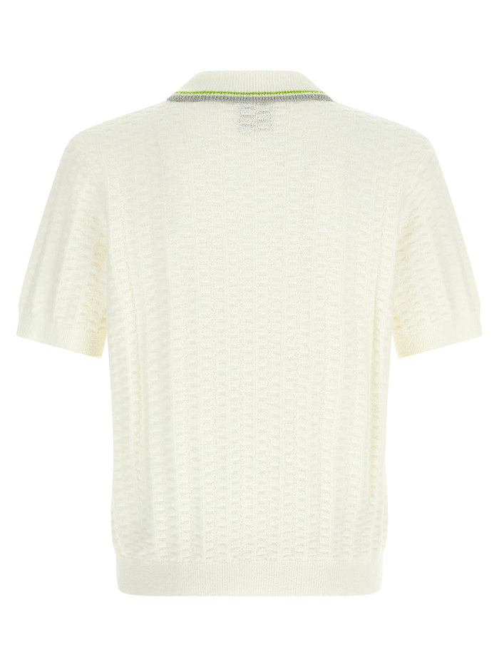 TennisBouclé polo shirt White Cotton Nylon Elastane