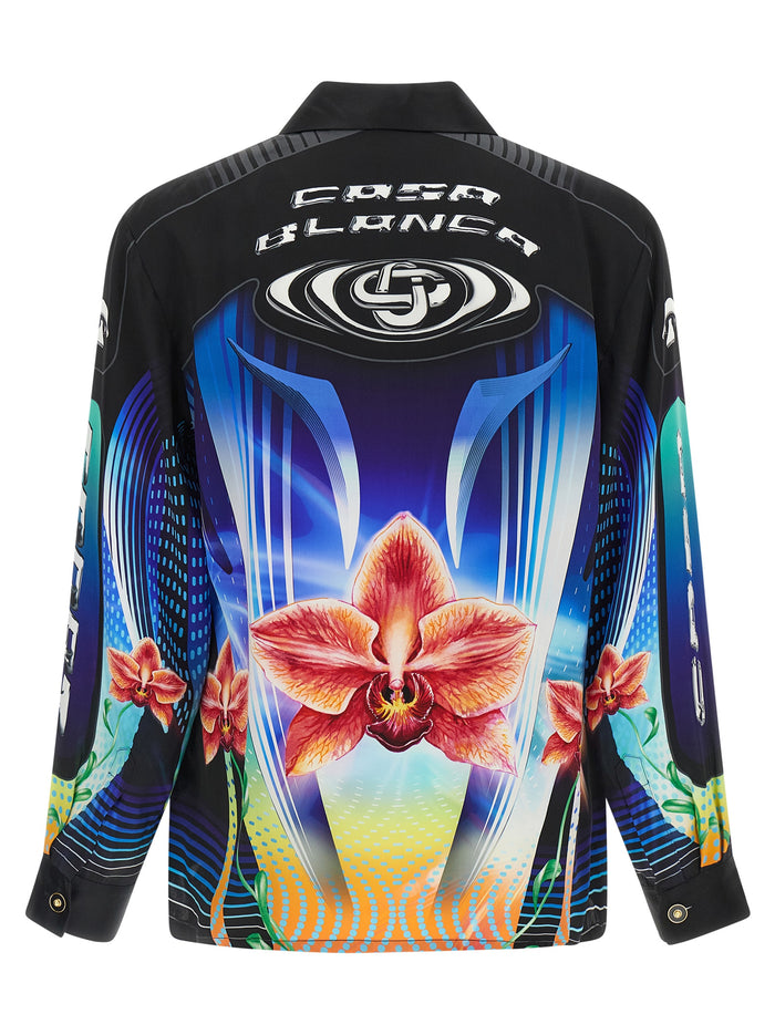 Orchid Racer shirt Multicolor Silk Shirt, Blouse