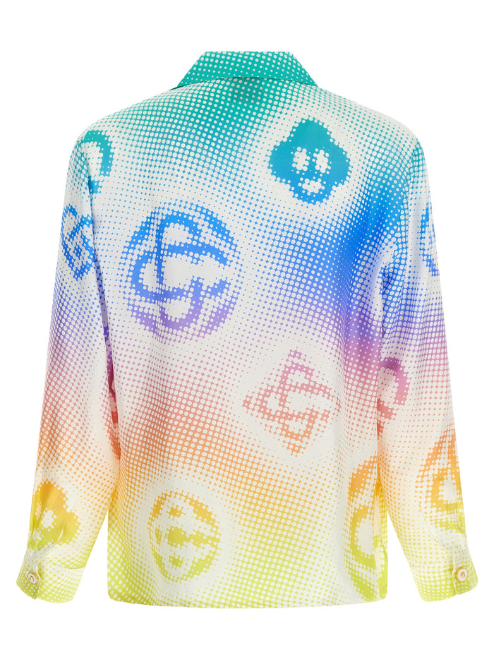 Halftone Logo shirt Multicolor Silk Shirt, Blouse