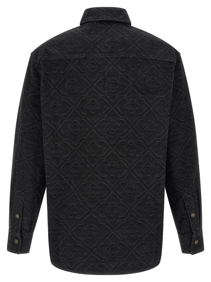 Laser Monogram Denim overshirt Black Cotton Shirt, Blouse