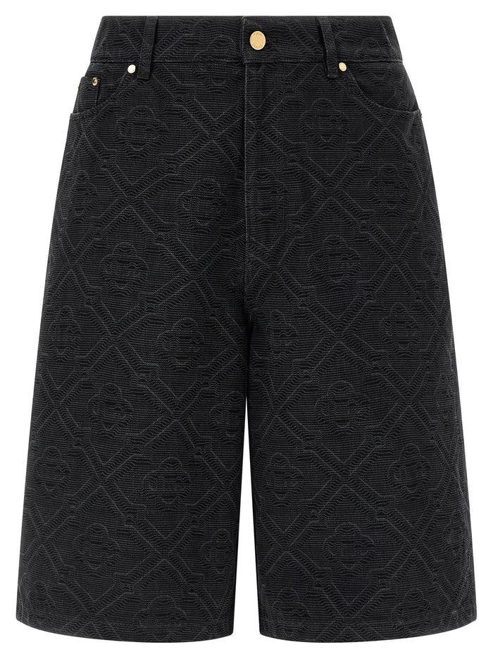 Laser Monogram Denim bermuda shorts Black Cotton Bermuda