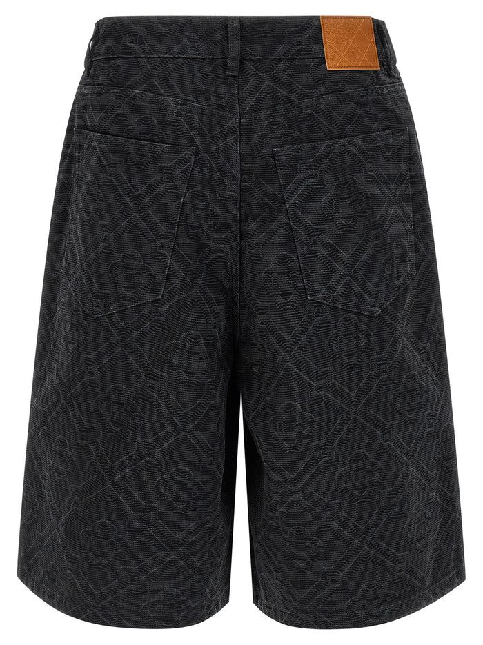 Laser Monogram Denim bermuda shorts Black Cotton Bermuda