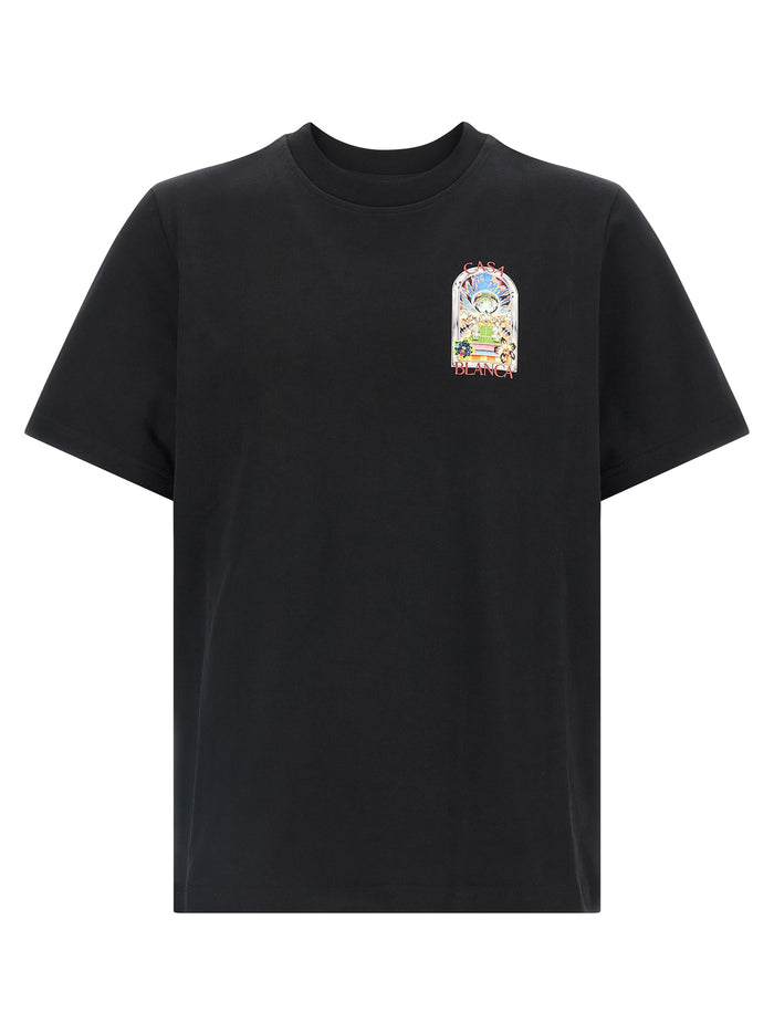 Tennis Landscape T-shirt Black Organic Cotton