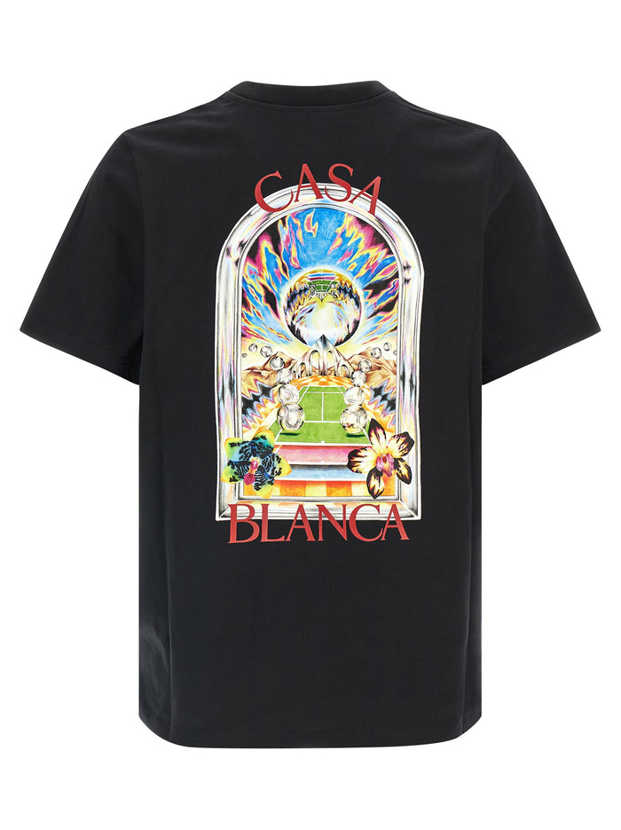 Tennis Landscape T-shirt Black Organic Cotton