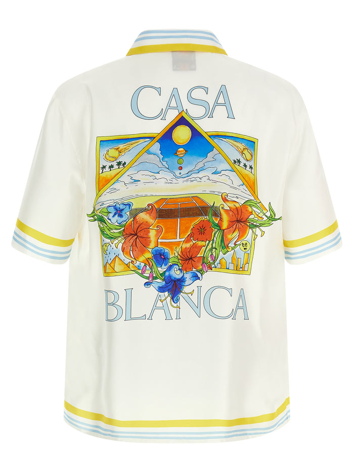 Flower Court Icon shirt Multicolor Silk Shirt, Blouse