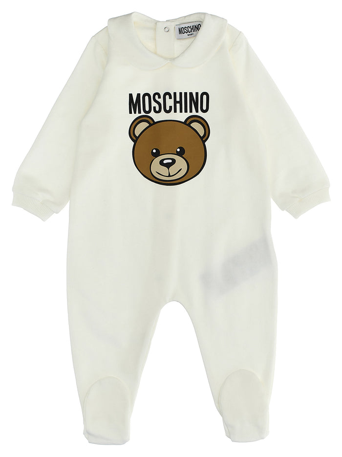 Baby set bib + cap White Cotton Playsuits, Body