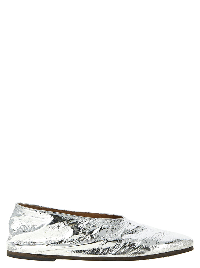 Coltellaccio ballet flats Silver Calfskin Leather (bos Taurus) Flat Shoes