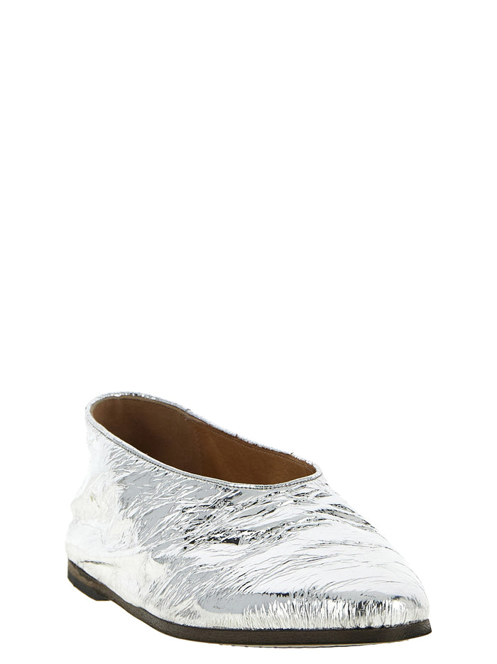 Coltellaccio ballet flats Silver Calfskin Leather (bos Taurus) Flat Shoes