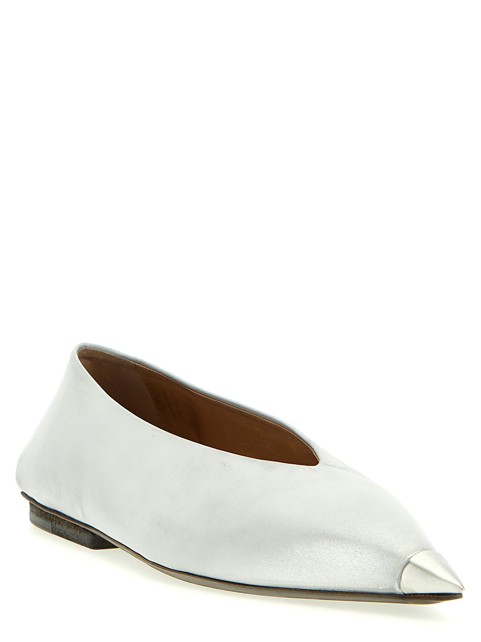 Ago ballet flats Silver Calfskin Leather (bos Taurus) Flat Shoes