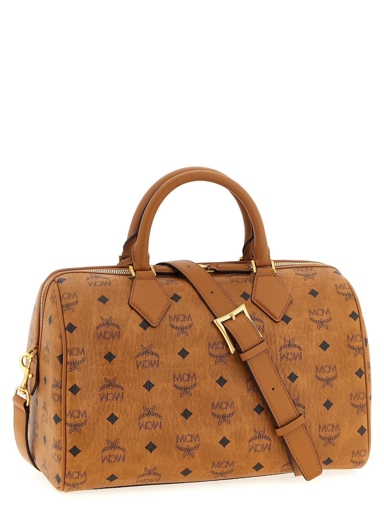 Ella Boston medium handbag Brown Polyurethane Polyester Cotton Hand Bags
