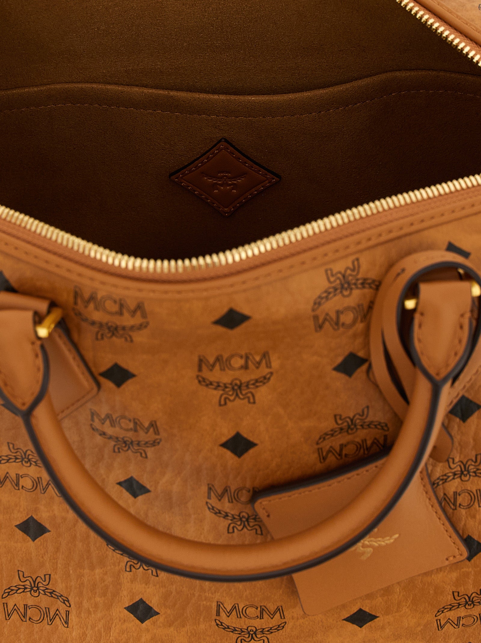 Ella Boston medium handbag Brown Polyurethane Polyester Cotton Hand Bags