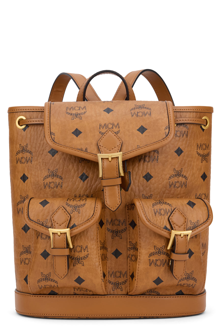 Backpack Cognac Synthetic Leather Polyurethane Backpacks
