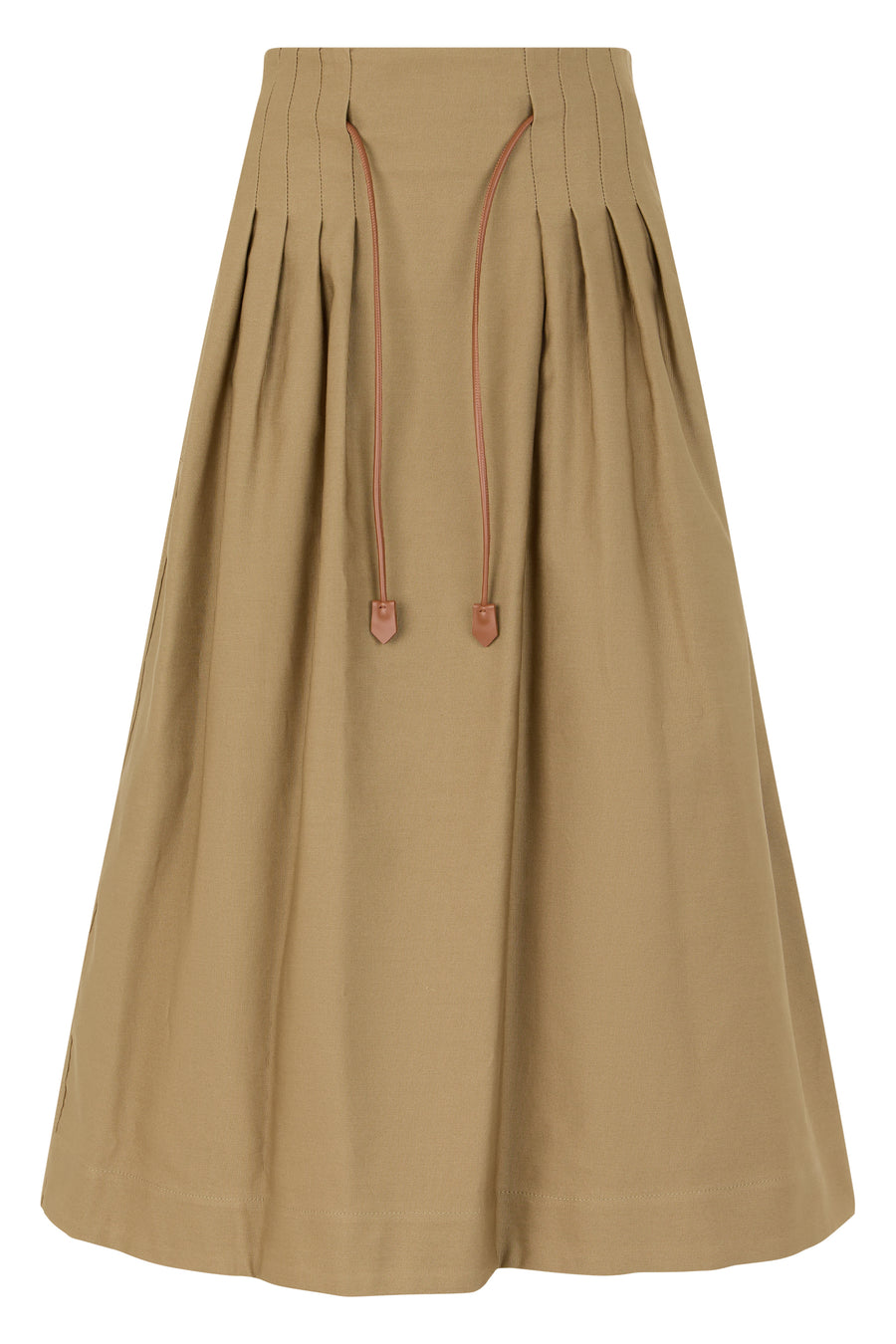 Pleated Skirt Light Khaki Cotton