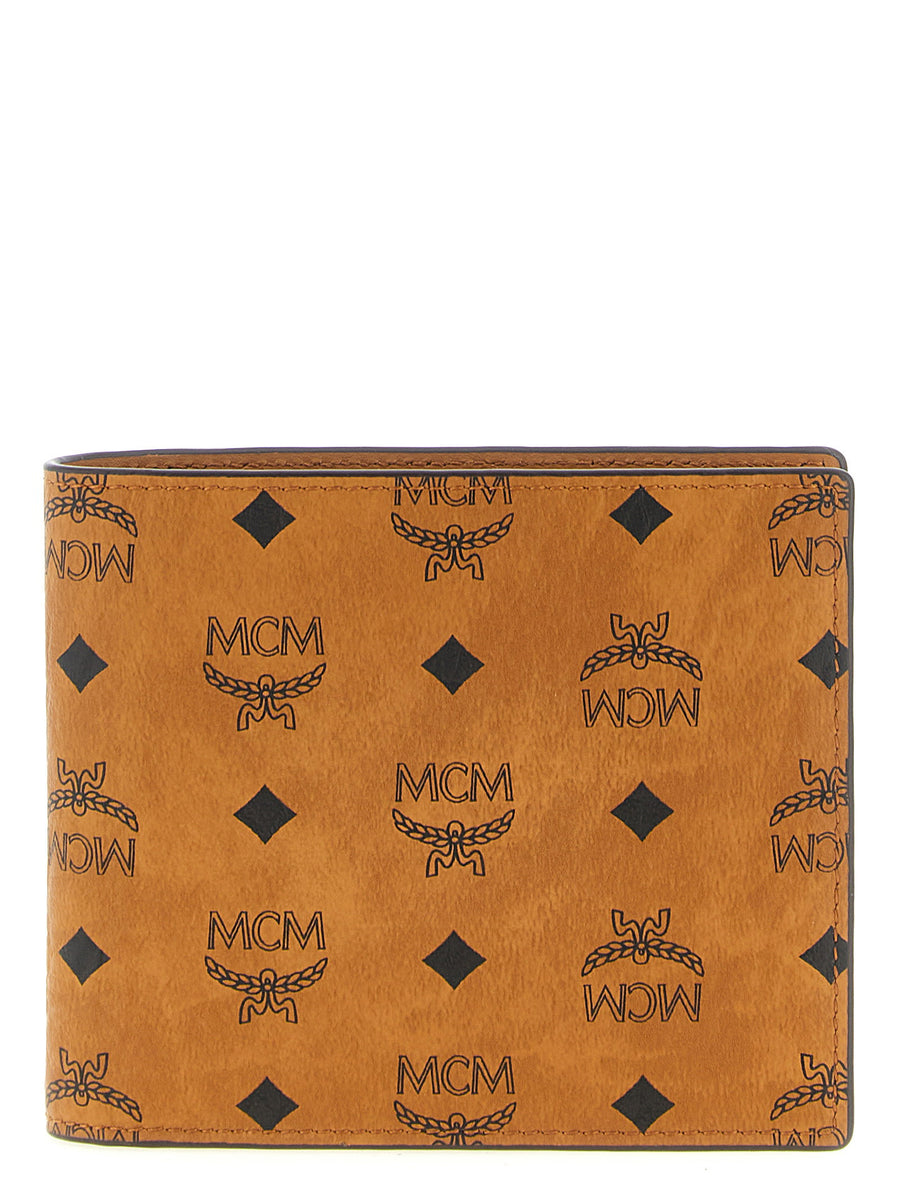 Mcm Monogram Visetos Canvas Wallet — Cognac