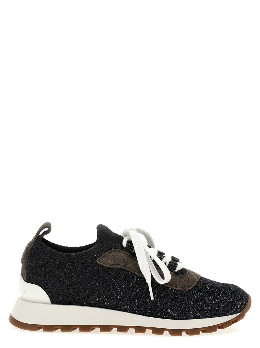 Brunello Cucinelli Lurex Knit Sneaker — Black