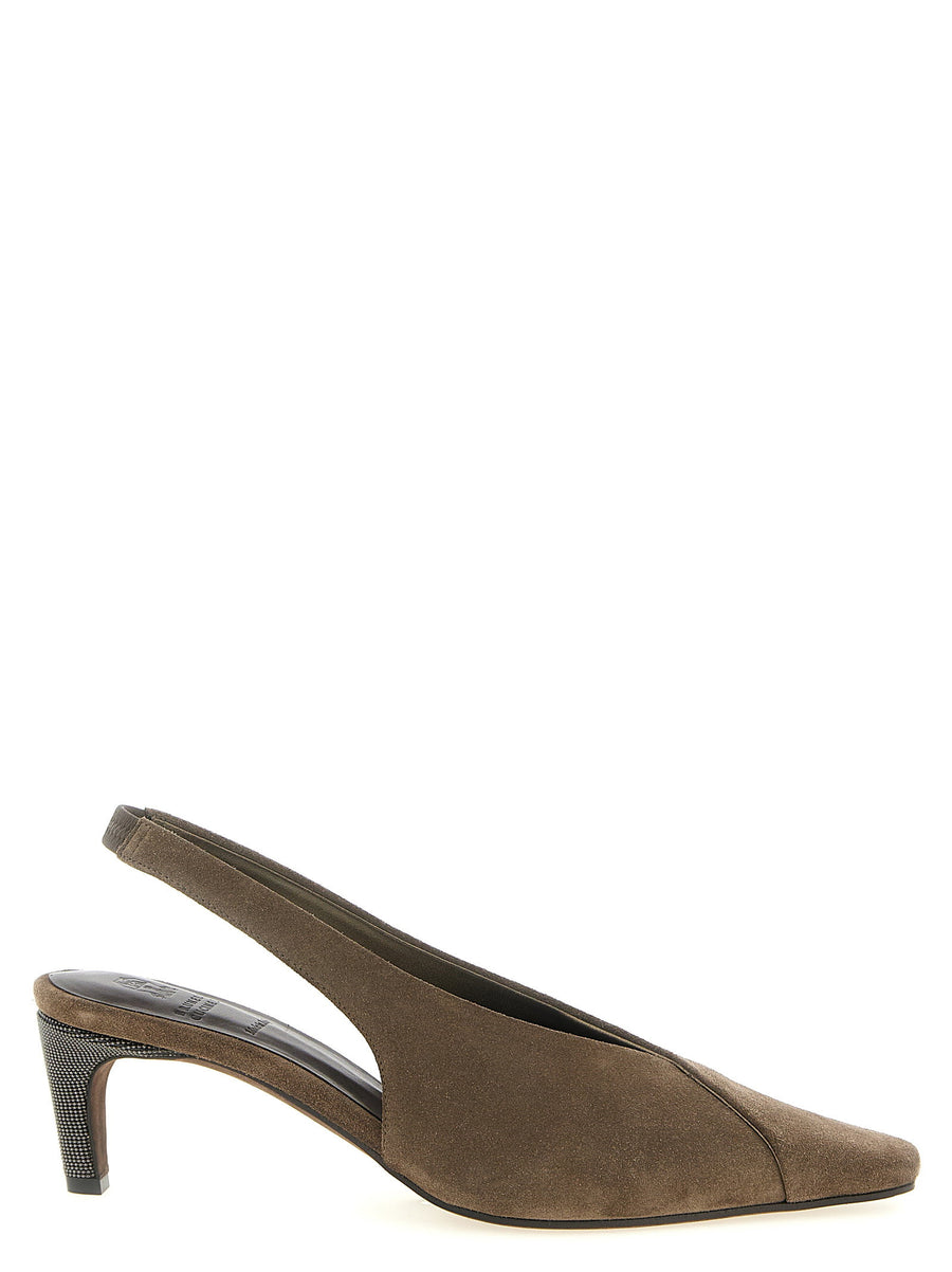 Brunello Cucinelli Slingback Heel — Taupe Brown