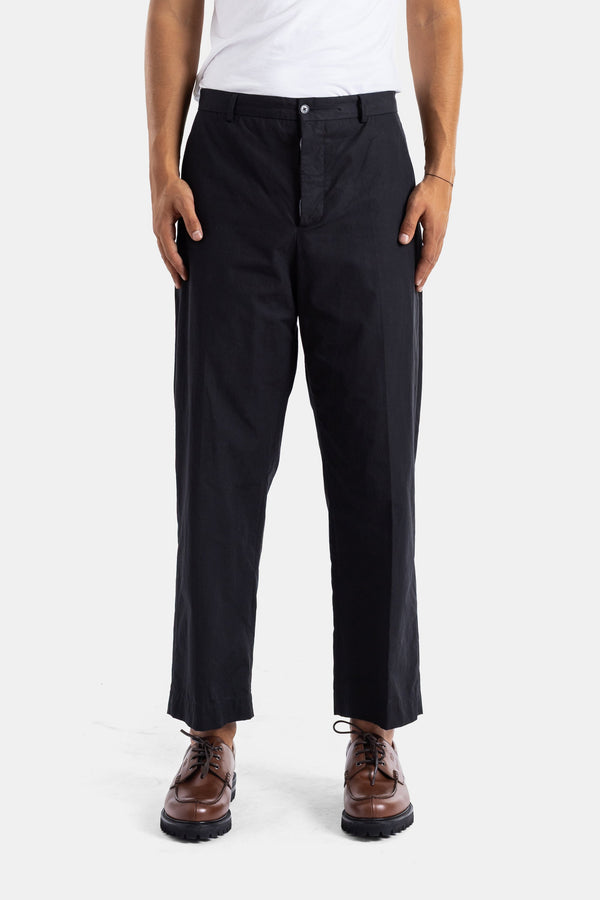 Bergfabel Linen and cotton blend trousers in black